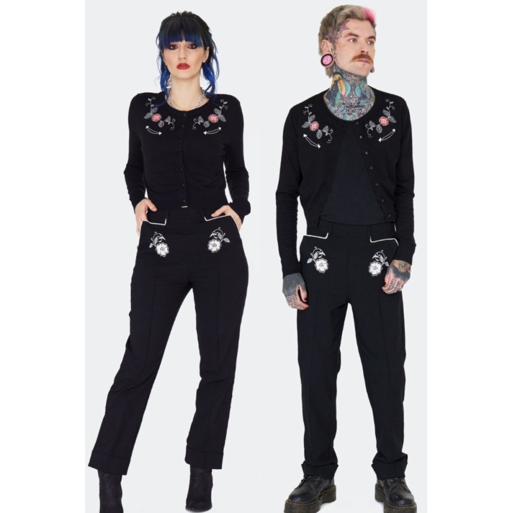 Jawbreaker - Western Flowers Embroidery Cardigan - Noir